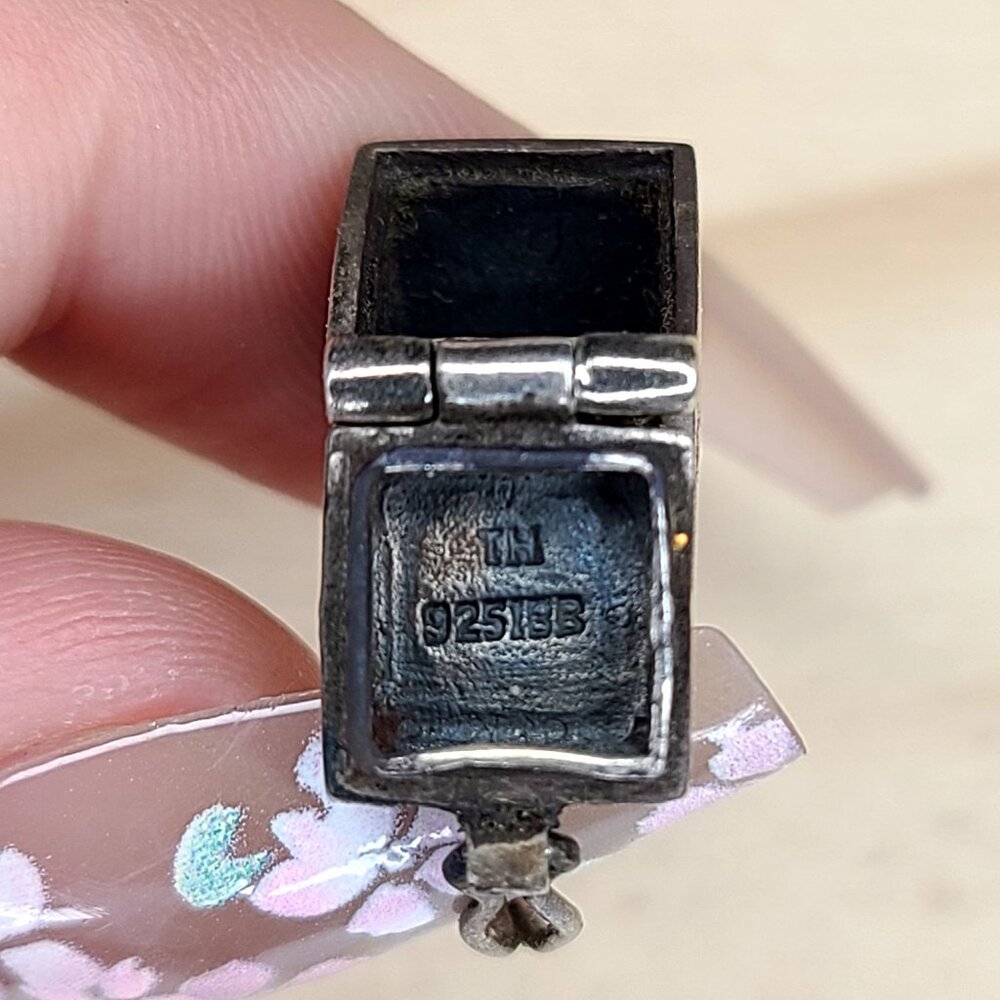 Vintage Sterling Silver 925 Hinged Prayer Box Pendant Charm 3.7g 1/2" Religious - Picture 4 of 12